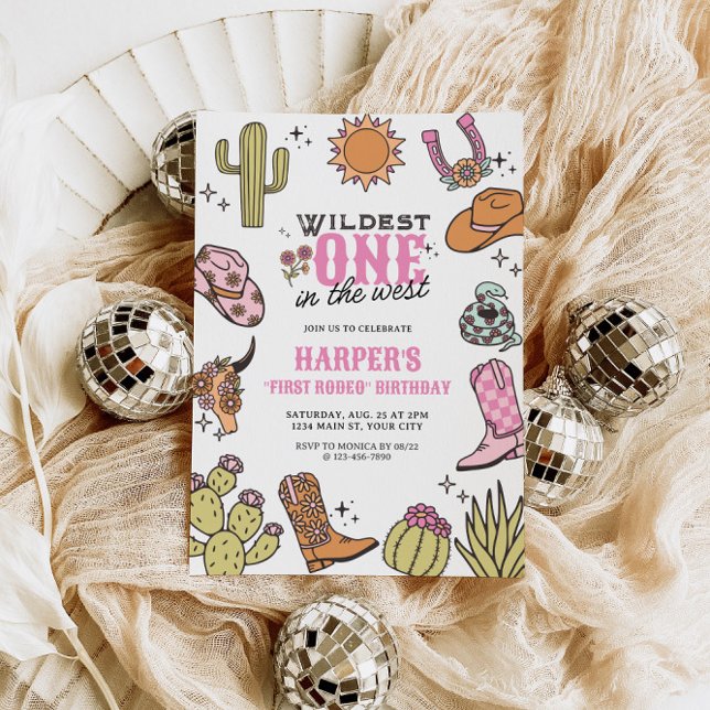 Invitation Le plus sauvage en Occident Premier Rodéo Annivers (Wildest in the West First Birthday Invite)