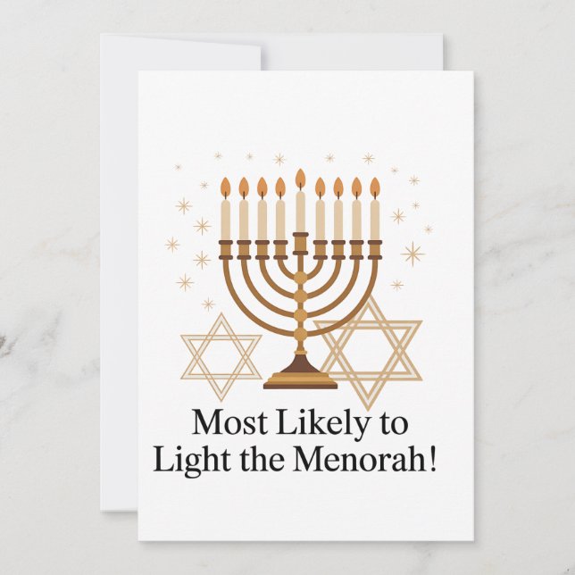 Invitation Le Plus Susceptible d'allumer la Menorah Hanoucca  (Devant)