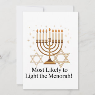 Invitation Le plus susceptible d'allumer la menorah Hanukkah 