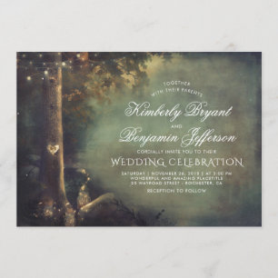 Invitation Le pot de maçon d'arbre d'amour allume le mariage