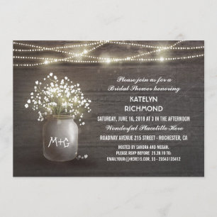 Invitation Le pot de maçon du souffle du bébé allume la Fête