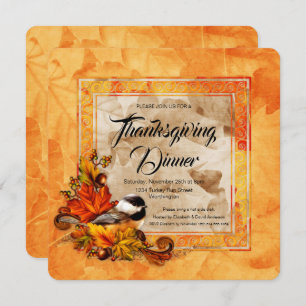 Invitation Le poulet et l'automne doré quittent Thanksgiving