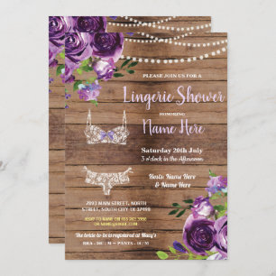 Invitation Le pourpre en bois de douche de lingerie fleurit