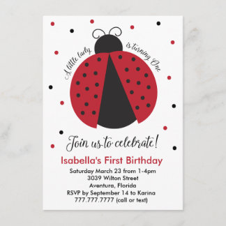 Invitation Le premier anniversaire de la fille rouge de