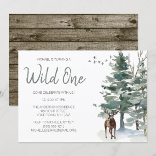 Invitation Le premier anniversaire de la forêt de cerfs de fo