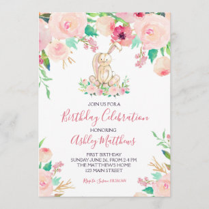 Invitation le premier anniversaire de Pâques Bunny, du lapin