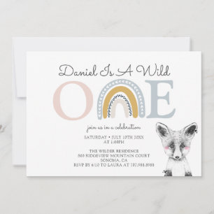 Invitation Le premier anniversaire du garçon Wild One Fox
