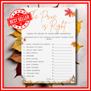 Invitation LE PRIX EST JUSTE Jeu de Baby Shower Petit Citroui