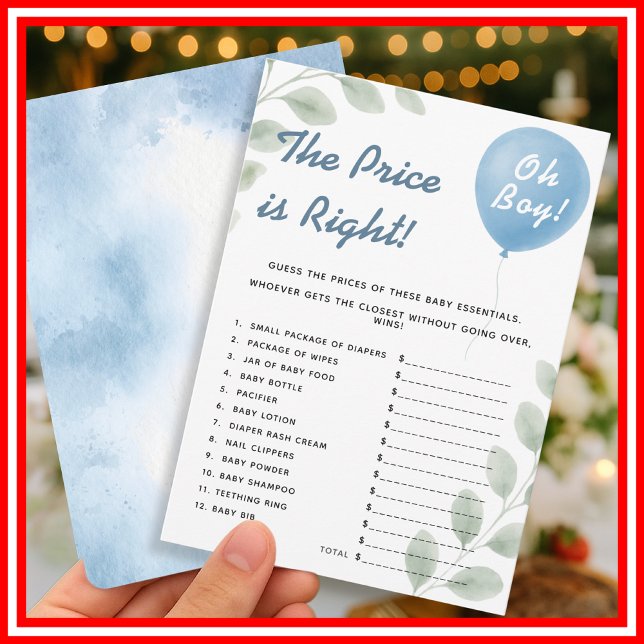 Invitation Le prix est juste jeu de douche Balloon Eucalyptus (Créateur téléchargé)