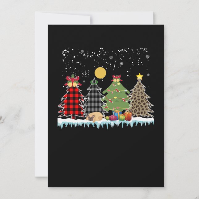 Invitation le pug dort pendant la saison de Noël (Devant)