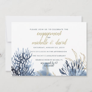 Invitation Le récif bleu   FIANÇAILLES Mariage nautique