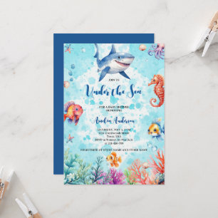 Invitation Le requin mignon sous la mer Créatures Baby shower