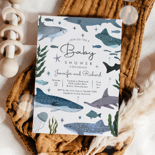 Invitation Le requin sous le Baby shower d'animaux marins