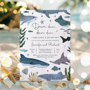 Invitation Le requin sous le Baby shower d'animaux marins