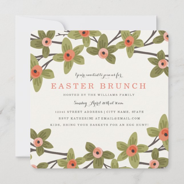 Invitation Le ressort bourgeonne le brunch de Pâques (Devant)