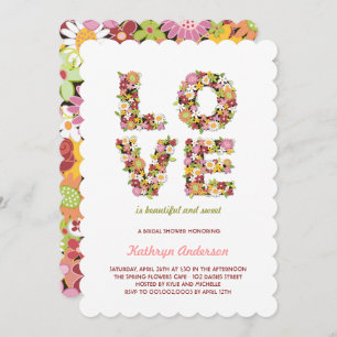 Invitation Le ressort d'AMOUR fleurit l'invitation de partie