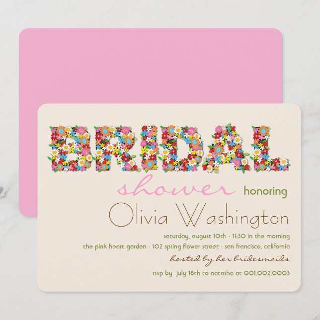 Invitation Le ressort nuptiale de couleurs fleurit (Devant / Derrière)