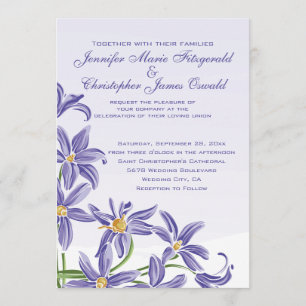 Invitation Le ressort pourpre d'aquarelle fleurit le mariage