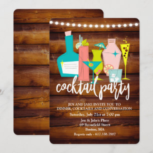 Invitation Le rétro cocktail boit l'invitation de cocktail