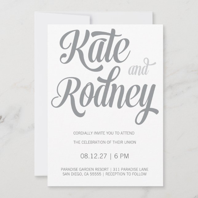 Invitation Le rétro mariage 311 fait sur commande gris me (Devant)