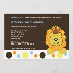 Invitation Le roi de la Jungle Lion 5x7 Baby shower Invitatio