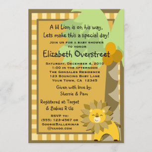 Invitation Le Roi Shower Zoo Safari Custom de jungle de lion