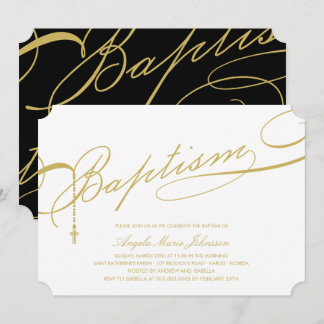 Invitation Le Rosaire du Baptême d'or Croix religieuse