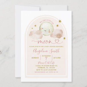 Invitation Le rose Boho Minimaliste Sur Le Baby shower Lune