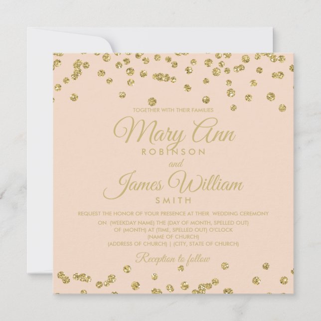 Invitation Le rose de confettis de parties scintillantes de (Devant)