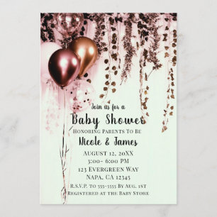 Invitation Le Rose de vison rose éclaire le Baby shower rusti