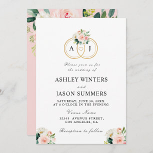 Invitation le rose moderne rougissent épouser de fleurs