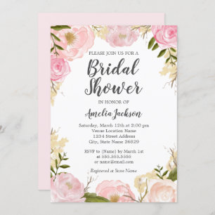 Invitation Le rose rougissent Fête de la mariée florale