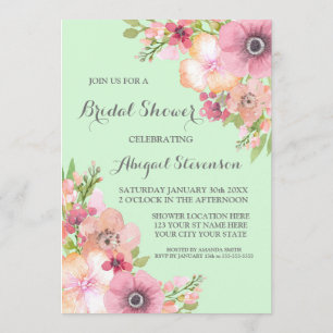 Invitation Le rose rustique vert en bon état fleurit la Fête
