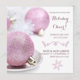 Invitation Le rose scintillant ornemente Noël moderne