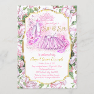 Invitation Le Rose Shabby Tutu Princess Sip and See Invitatio