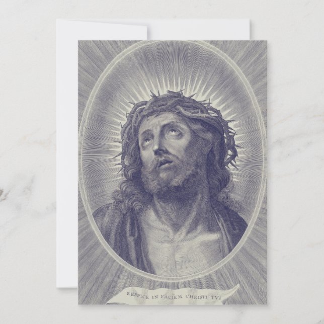 Invitation Le Saint Visage de Jésus avec Couronne d'Épines Ar (Devant)