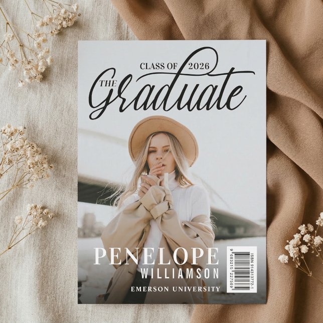 Invitation Le Script de Diplômé Photo Magazine Remise des dip (The Graduate Script Photo Magazine Graduation Invitation)