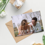 Invitation Le script H Photo moderne Enregistrer la date<br><div class="desc">Amusez vos invités dans l'ambiance pour votre mariage avec votre moderne & chic Le Script H Modern Photo & calligraphie sauvez l'invitation de la date. horizontal / paysage en orientation.</div>