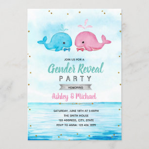 Invitation Le sexe de la baleine révèle l'invitation de la fê