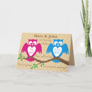 Invitation Le sexe du baby shower de hibou révèle