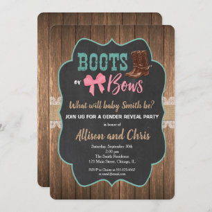 Invitation Le sexe révèle des bottes et des arcs d'invitation