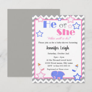 Invitation Le sexe révèle l'baby shower de son baby shower