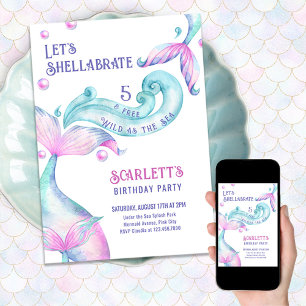 Invitation Le shellabrate Mermaid sort de l'eau comme Anniver