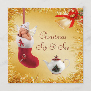 Invitation Le Sip de Noël et voient le baby shower de bébé et