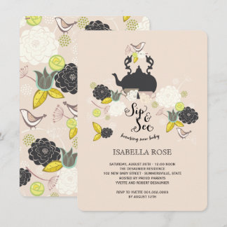 Invitation Le Sip floral chic d'oiseaux de fleurs et voient