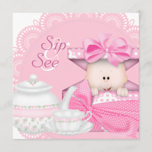 Invitation Le Sip rose et voient la douche de bébé