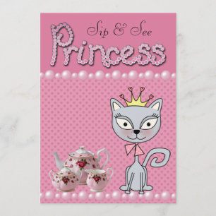 Invitation Le Sip rose mignon et voient princesse Kitty Cat