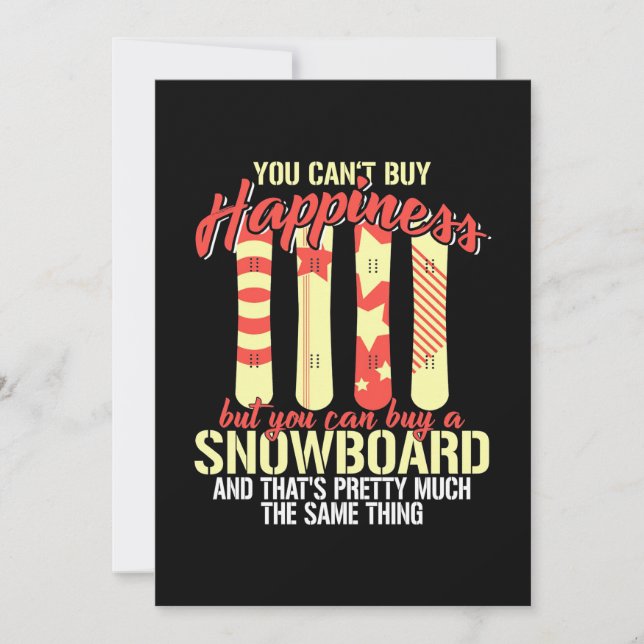 Invitation Le snowboard me rend heureux (Devant)