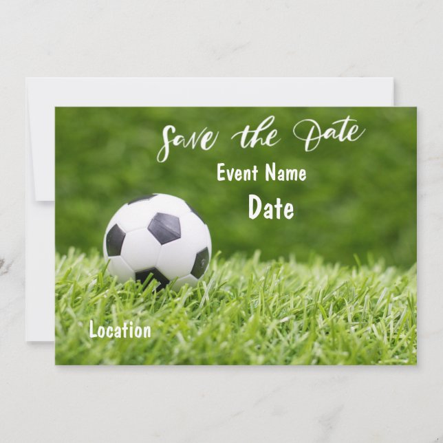 Invitation Le soccer est sur l'herbe verte  save the date par (Devant)