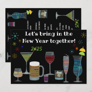 Invitation Le soir du Nouvel An autour du monde, cocktails